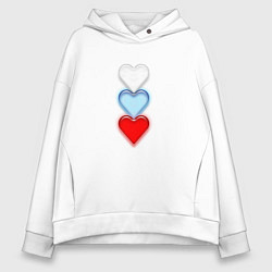 Женское худи оверсайз Сердечки триколор