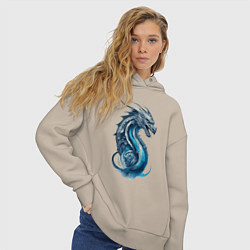 Толстовка оверсайз женская Живописный дракон, цвет: миндальный — фото 2