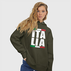Толстовка оверсайз женская Italia, цвет: хаки — фото 2