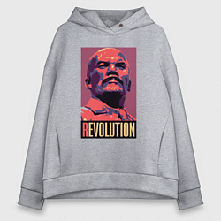 Толстовка оверсайз женская Lenin revolution, цвет: меланж
