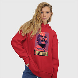 Толстовка оверсайз женская Lenin revolution, цвет: красный — фото 2