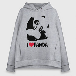 Толстовка оверсайз женская I love panda, цвет: меланж