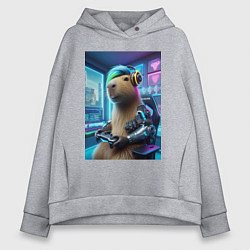 Толстовка оверсайз женская Cappy with fashionable bangs - cyberpunk, цвет: меланж