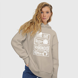 Толстовка оверсайз женская Еда сон тхэквондо, цвет: миндальный — фото 2