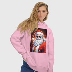 Толстовка оверсайз женская Дед мороз в темных очках, цвет: светло-розовый — фото 2