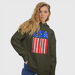 Толстовка оверсайз женская America flag, цвет: хаки — фото 2