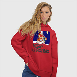 Толстовка оверсайз женская Merry Christmas Simpsons, цвет: красный — фото 2