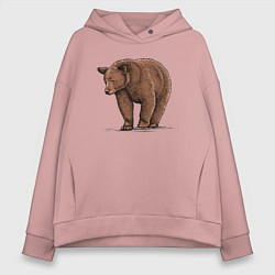 Толстовка оверсайз женская Бурый медведь гуляет, цвет: пыльно-розовый