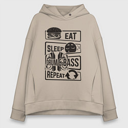 Женское худи оверсайз Есть спать драм-н-бейс