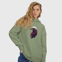 Толстовка оверсайз женская Арт портрет орла, цвет: авокадо — фото 2