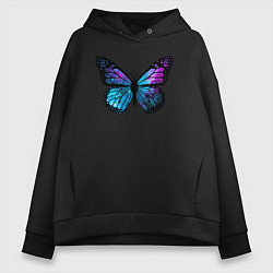 Толстовка оверсайз женская Космическая бабочка, цвет: черный