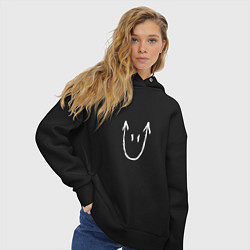 Толстовка оверсайз женская Devil Smiley, цвет: черный — фото 2
