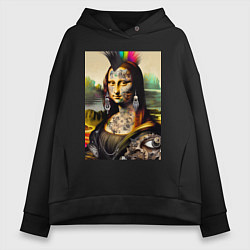 Женское худи оверсайз Punk Mona Lisa is covered in tattoos