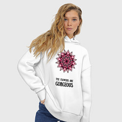 Толстовка оверсайз женская The flowers are gorgeous, цвет: белый — фото 2