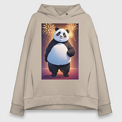 Женское худи оверсайз Панда в свитере под салютом - ai art