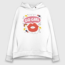 Толстовка оверсайз женская Go girl lips, цвет: белый