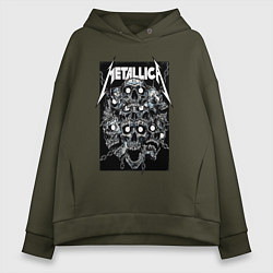 Толстовка оверсайз женская Metallica - skulls, цвет: хаки