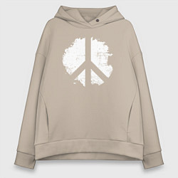 Толстовка оверсайз женская White peace, цвет: миндальный