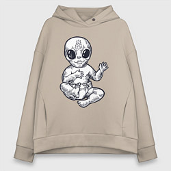 Толстовка оверсайз женская Baby alien, цвет: миндальный