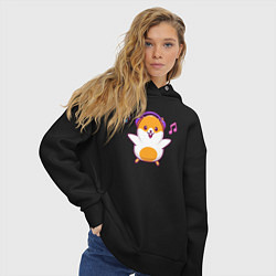 Толстовка оверсайз женская Музыкальный хомяк, цвет: черный — фото 2
