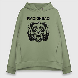 Толстовка оверсайз женская Radiohead - rock panda, цвет: авокадо