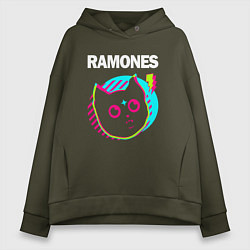 Женское худи оверсайз Ramones rock star cat