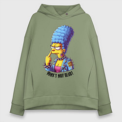 Толстовка оверсайз женская Marge Simpson - punks not dead motto, цвет: авокадо