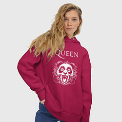 Толстовка оверсайз женская Queen rock panda, цвет: маджента — фото 2