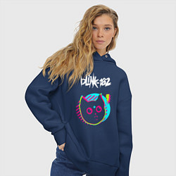 Толстовка оверсайз женская Blink 182 rock star cat, цвет: тёмно-синий — фото 2