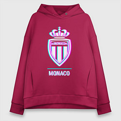 Толстовка оверсайз женская Monaco FC в стиле glitch, цвет: маджента