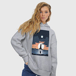 Толстовка оверсайз женская Встреча с маяком, цвет: меланж — фото 2
