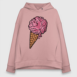 Толстовка оверсайз женская Brain ice cream, цвет: пыльно-розовый