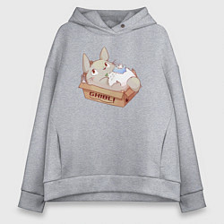 Толстовка оверсайз женская Ghibli Totoro, цвет: меланж