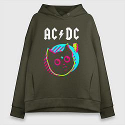 Женское худи оверсайз AC DC rock star cat