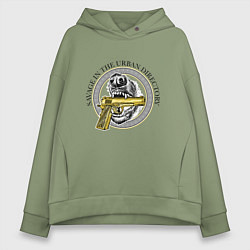 Толстовка оверсайз женская Городской дикарь, цвет: авокадо