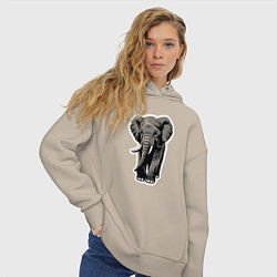 Толстовка оверсайз женская Большой африканский слон, цвет: миндальный — фото 2