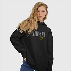 Толстовка оверсайз женская Nirvana logo smile, цвет: черный — фото 2
