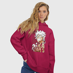 Толстовка оверсайз женская Луффи пятый гир, цвет: маджента — фото 2