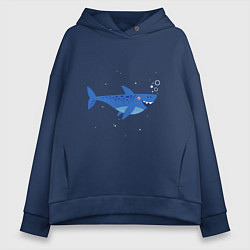 Толстовка оверсайз женская Синяя акула, цвет: тёмно-синий