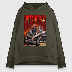 Женское худи оверсайз Котяра гитарист - панк не умер