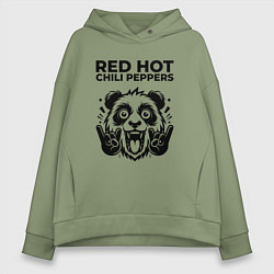 Толстовка оверсайз женская Red Hot Chili Peppers - rock panda, цвет: авокадо
