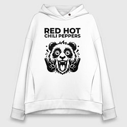 Толстовка оверсайз женская Red Hot Chili Peppers - rock panda, цвет: белый
