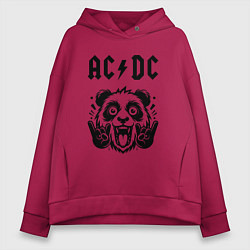 Толстовка оверсайз женская AC DC - rock panda, цвет: маджента