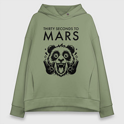 Толстовка оверсайз женская Thirty Seconds to Mars - rock panda, цвет: авокадо