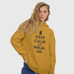 Толстовка оверсайз женская Keep calm and ninja on, цвет: горчичный — фото 2