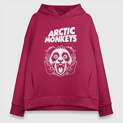 Толстовка оверсайз женская Arctic Monkeys rock panda, цвет: маджента
