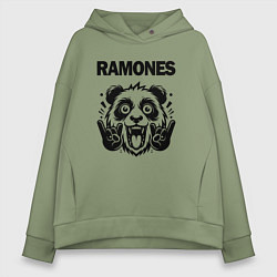 Толстовка оверсайз женская Ramones - rock panda, цвет: авокадо