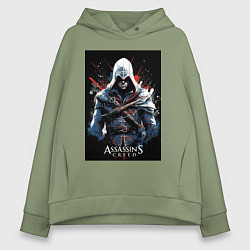 Женское худи оверсайз Assassins creed огненный фон