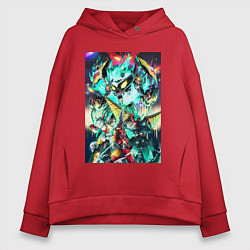 Толстовка оверсайз женская Гуррен-Дан пронзающий небеса, цвет: красный