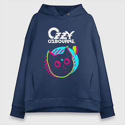 Толстовка оверсайз женская Ozzy Osbourne rock star cat, цвет: тёмно-синий